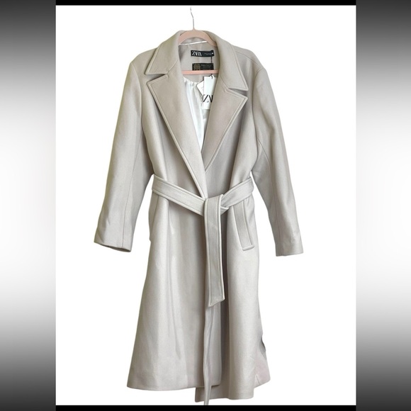 ZARA MANTECO WOOL TRENCH COAT COLLECTION NWT XXL - XL cream Open Front Belted - Picture 13 of 15